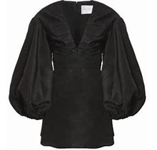 Carolina Herrera Women's Chalet Silk Balloon-Sleeve Minidress - Black - Size 4