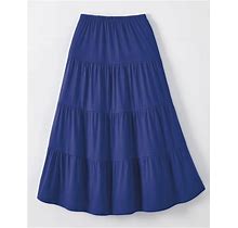 Blair Women's Haband Womens Jersey-Knit Tiered Midi Skirt - Blue - XL - Average