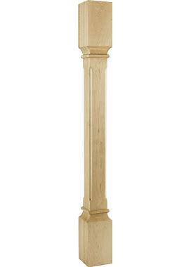 Hardware Resources P38-3.5 Solid Wood Carved Furniture Post - Natural Alder, Table Accessories
