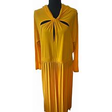 Eloquii Dresses | Eloquii Womens Midi Dress Draped Bodice Pleated Skirt Peekaboo Bust Yellow 18 | Color: Yellow | Size: 18