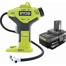 Ryobii P737 18-Volt ONE+ Portable Cordless Power Inflator & 4.0 Ah 18-Volt Lithium-Ion High Capacity Battery (Bulk Packaged)