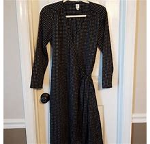 Gap Silky Black Dot Wrap Dress Petite Sm - Women | Color: Black | Size: Petite S