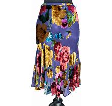 Etro Skirts | Etro Velvet Jacquard Print Skirt Floral Print Womens Size 44 Us 8 | Color: Purple/Red | Size: 8
