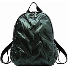 Pixnontea Women's Green Fashion School Backpack Cotton Padded Women Quilted Big Winter Knapsack (Green)