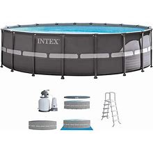 Intex 18ft X 52in Ultra Frame Pool Set With Sand Filter Pump, Ladder, Ground Cloth & Pool Cover
