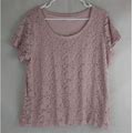 Chadwicks Tops | Chadwicks Of Boston Women's Pink Lined Lace Floral Cap Sleeve Shirt Plus Size 1X | Color: Pink | Size: 1X