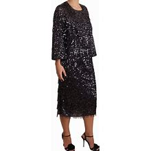 Dolce&Gabbana Women Black Dress Polyester Sequined Shift Midi Bodycon Size IT 42