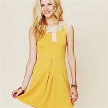 Free People Dresses | Free People Yellow Mustard Crochet Dress | Color: Yellow | Size: Xs