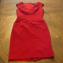 Adrianna Papell Dresses | Adrianna Papell Dress Size 4 Petite Red Bodycon Cocktail Dress | Color: Red | Size: 4P