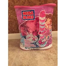 Girls Pink Mega Bloks Set 8466 - Complete 80 Piece Set W/ Carrying Case 1-5 Yrs