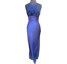 Morgan & Co. Dresses | Vtg 90S Y2k Satin Sparkly Floral Embroidered Halter Low Back Formal Slip Dress | Color: Purple | Size: 5J
