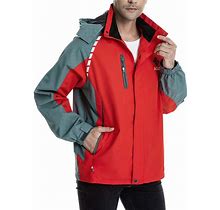 Mens Jacket Zipper Outwear Windbreaker Waterproof Jacket Hooded Breathable Fleece Coat,M