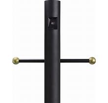 Black 84"H Cross Arm Dusk-To-Dawn Direct Burial Lamp Post