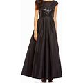 Calvin Klein NEW Black Womens Size 4 Cap-Sleeve Sequin Ball Gown Dress $249