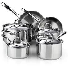Classic 10-Piece Stainless Steel Cookware Set, Silver