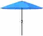 9 ft. Aluminum Outdoor Patio Umbrella With Hand Crank Lift In Brilliant Blue