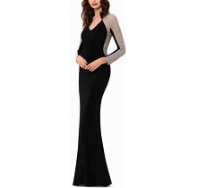 XSCAPE Women's Petite Black Embellished Mesh Gown Dress - 2 - Black