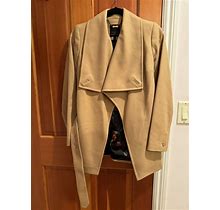 Ted Baker Wool Camel Coat With Belt Strap Womens Clothing Size 0