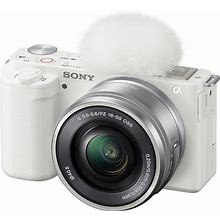 Sony Alpha ZV-E10 Vlog Camera Kit 25-Megapixel Mirrorless Camera Kit With Built-In Wi-Fi, Bluetooth, 4K Video Capability, And 16-50mm Lens - White