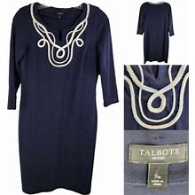 Talbots Sheath Dress Tunic Womens Small Petite Ponte Knit 3/4 Sleeve