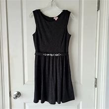 Elle Dresses | Black Midi Cocktail Dress Summer With Belt Size 6 | Color: Black/Silver | Size: 6