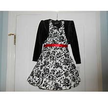 Knit Works Girls Black & White Holiday Party Christmas Dress W/Bolero
