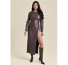 Women's Faux Leather Column Dress - Dark Brown, Size 14 By Venus