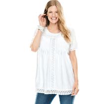 Plus Size Women's Lace-Trim Pintucked Tunic By Woman Within In White (Size L)