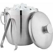 Double-Wall Insulated Ice Bucket For Cocktail Bar , Grey