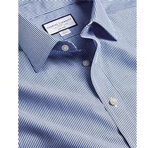 Non-Iron Bengal Stripe Cotton Dress Shirt - Royal Blue Single Cuff Size Small By Charles Tyrwhitt