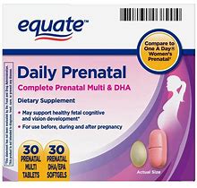 Equate Daily Prenatal Multi & DHA Dietary Supplements, 60 CT.