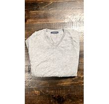 Proper Cloth Merino Wool V-Neck Sweater Light Gray Size Medium