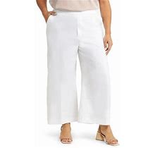 Nordstrom Wide Leg Crop Linen Blend Pants In White