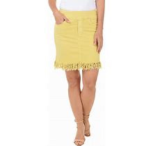 Pull-On Fringe Denim Skirt - Mustard - Size 2 - By Ethyl Clothing