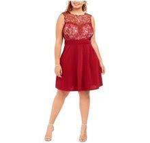 Love Squared Womens Plus Lace Textured Party Dress