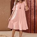 Hupom Womens Summer Dresses Dresses For Women In Clothing Flare Peplum Dress Pink 2XL