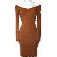 Miss Selfridge Dresses | Miss Selfridge Copper Gold Metallic Sweater Dress Size 6 | Color: Orange/Pink | Size: 6