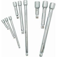 VASTOOLS Wobble Socket Extension Bar Set 9-Pcak, 1/4",3/8" And 1/2" Drive Extension, CR-V Steel & Visibility Markings, Partially Inserted For Wobble