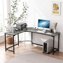 HOBINCHE 66 Inch L-Shaped Corner Computer Desk, Home Office Desk, Large Space Gaming Desk, Studying Writing Table Workstation, Gray