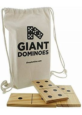 Giant Wooden Dominoes 28-Piece Jumbo Set Natural Wood & Black Numbers