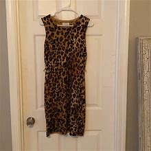 Calvin Klein Dresses | Calvin Klein Knit Leopard Print Dress. Medium. | Color: Brown/Cream | Size: M