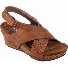 Natural Reflections Marsha Wedge Sandals For Ladies - New Tan - 9m