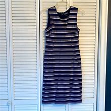 Lands' End Dresses | Lands End Navy & White Striped Dress W/ Pockets! | Color: Blue/White | Size: 2