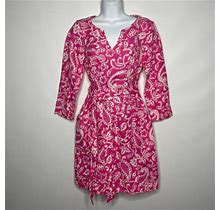 Boden Dresses | Boden Kelsey Pink White Paisley Linen Belted Tunic Dress | Color: Pink/White | Size: 2