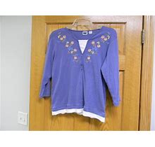 Women's Haband 3/4-Sleeve Pullover Top - Size M Multicolor- Periwinkle Color