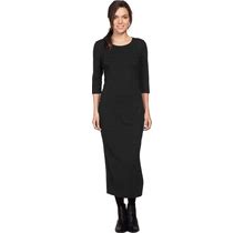 Plus Size Women's 3/4 Sleeve Knit Maxi Dress By Ellos In Black (Size 3X)