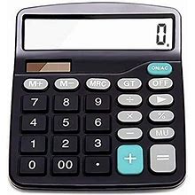 Calculator, Electronic Desktop Calculator With 12 Digit Large Display, Solar Battery LCD Display Office Calculator,Black