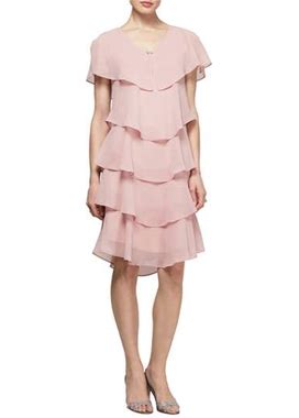 SL FASHIONS Georgette Ruffle Tiered Dress In Fdr At Nordstrom, Size 8