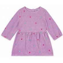 Stella Mccartney Baby Girl's Heart Embroidered Corduroy Dress - Purple - Size 3 Months