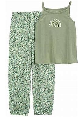 Carter's Little & Big Girls 2-Pc. Pant Pajama Set | Green | Regular 4 | Pajama Sets Pant Pajama Sets